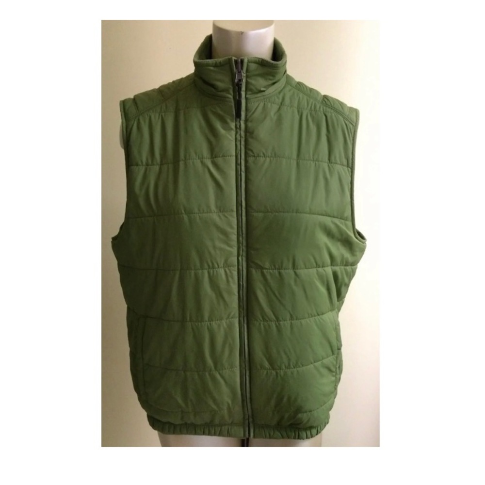 Greg Norman Small Petite Olive Zip Vest Jacket Coat Reversible Fleece Quilted SP